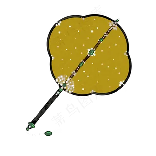 皇家团扇中国风水墨PNG素材,免抠元素