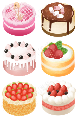 卡通手绘甜品甜点美食之蛋糕