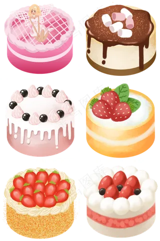 卡通手绘甜品甜点美食之蛋糕