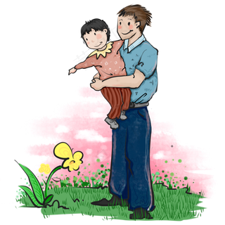 父亲节父亲抱着女儿赏花免抠元素