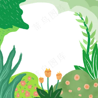 装饰边框植物春日绿色夏天春天,免抠元素