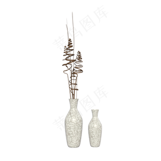 一组白色的瓷器花瓶,免抠元素