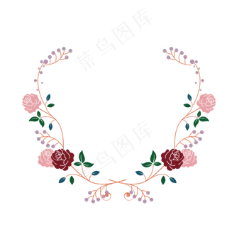 手绘玫瑰花花藤,免抠元素