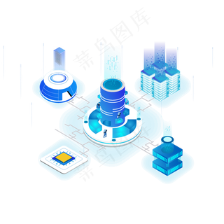 2.5D互联网技术场景,免抠元素