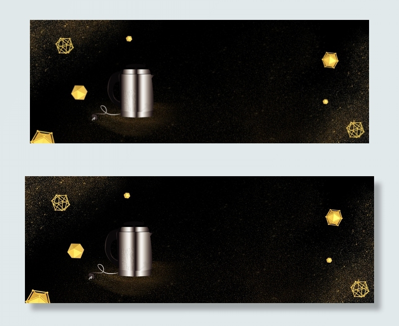 热水壶促销季质感金球黑色banner(1920*700px 	       )psd模版下载