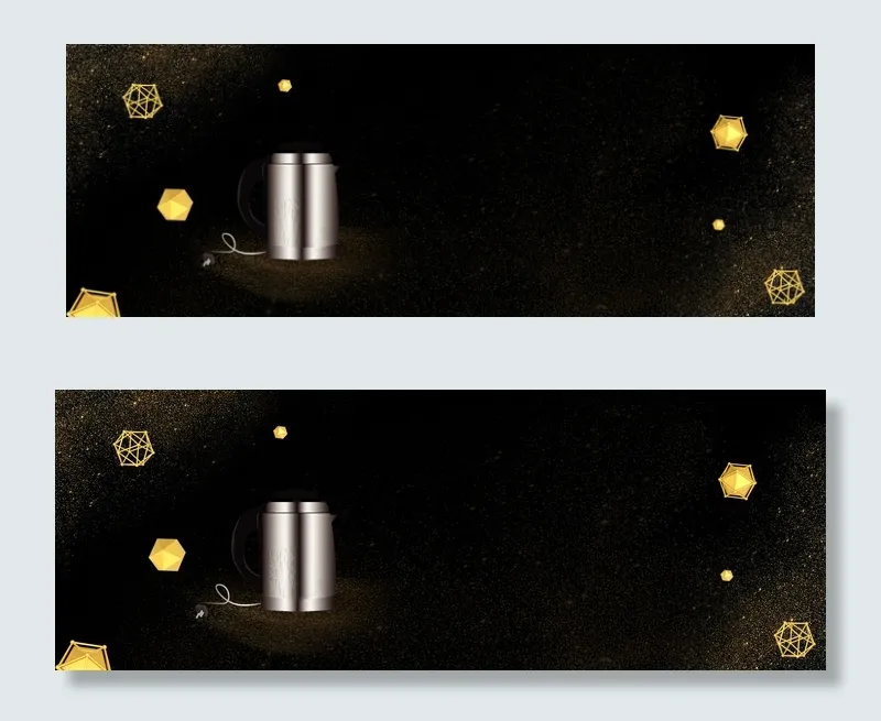 热水壶促销季质感金球黑色banner(1920*700px 	       )psd模版下载