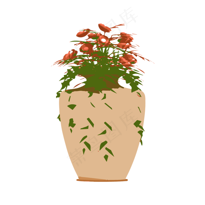 简约扁平卡通花瓶花卉矢量元素