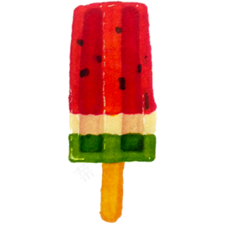 卡通手绘红色西瓜冰棒