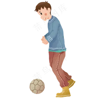 儿童节男孩开心踢足球免抠元素