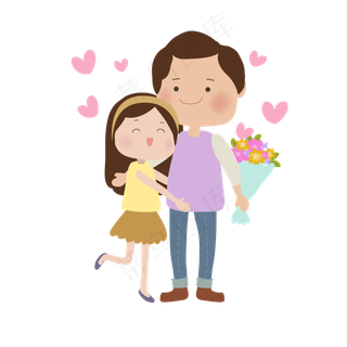 情人节手绘情侣矢量