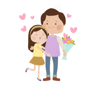 情人节手绘情侣矢量