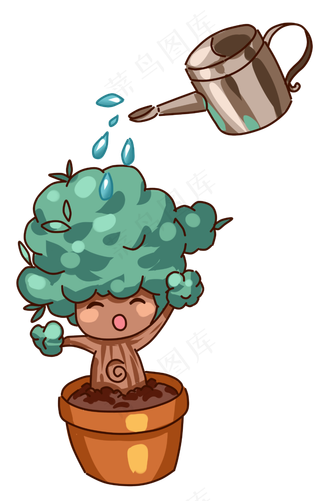 植树节植物树木卡通形象,免抠元素
