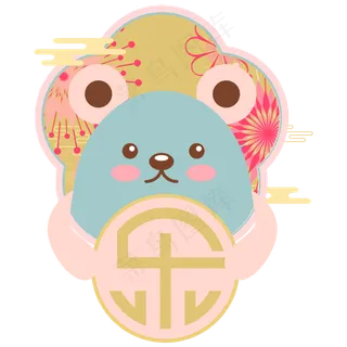 小清新鼠年新年剪纸,免抠元素