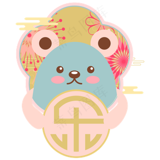 小清新鼠年新年剪纸,免抠元素