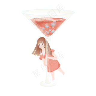 抱着高脚杯的女孩