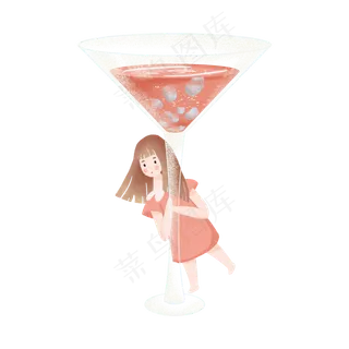 抱着高脚杯的女孩