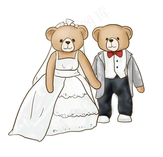 520手绘一对情侣熊