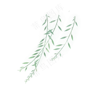 水彩春天柳树叶子,免抠元素