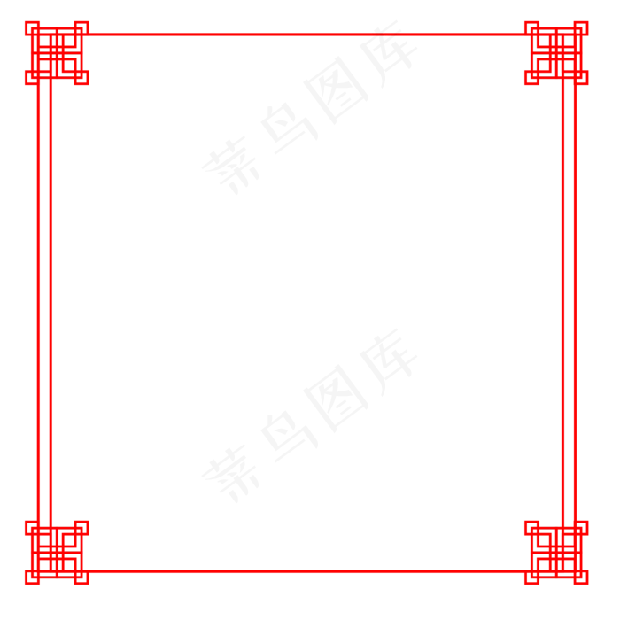 红色窗花喜庆年货边框矢量素材,免抠元素(2084*2084px 300 dpi )ai矢量模版下载