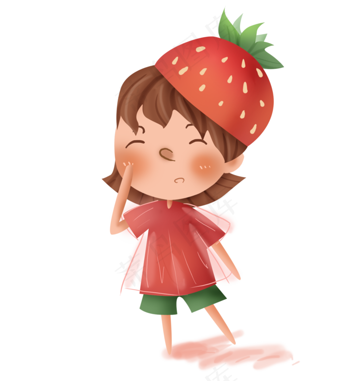儿童表演草莓水果小朋友,免抠元素