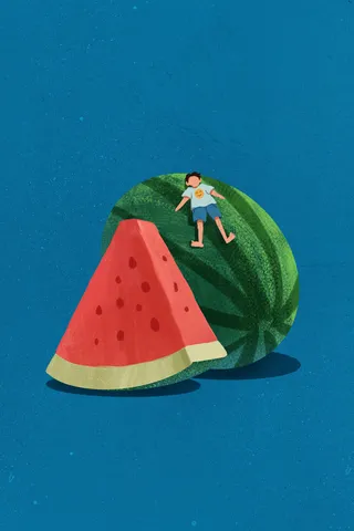 蓝色夏天创意水果超级大西瓜