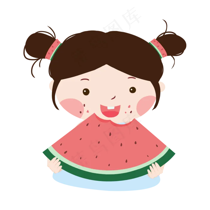 吃西瓜女孩儿童节(2000X2000(DPI:300))psd模版下载