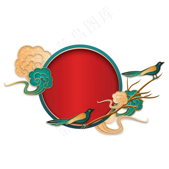 七夕国潮祥云喜鹊边框(2000*2000px 300 dpi )ai矢量模版下载