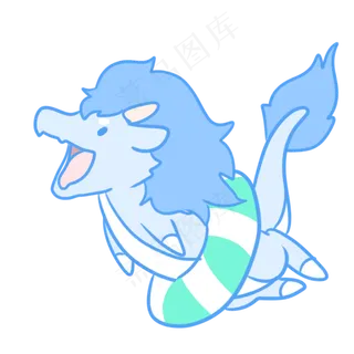 戴着泳圈的小蓝龙