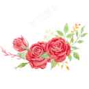 七夕情人节玫瑰花花环,免抠元素