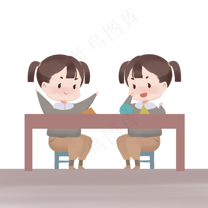 手绘寒假卡通女孩开心玩耍(2000X2000(DPI:300))psd模版下载