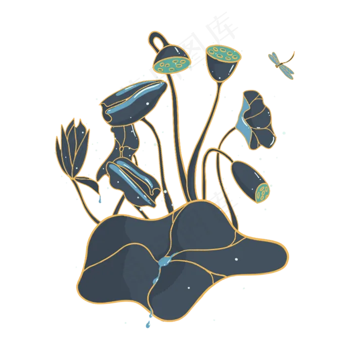 小暑大暑清凉夏天荷叶莲花(2000X2000(DPI:72))psd模版下载