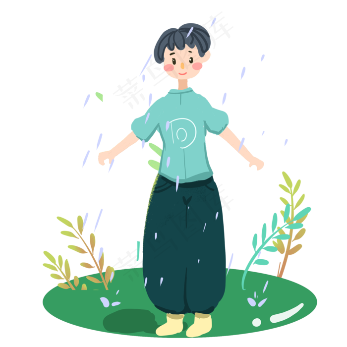 谷雨开心的小女孩