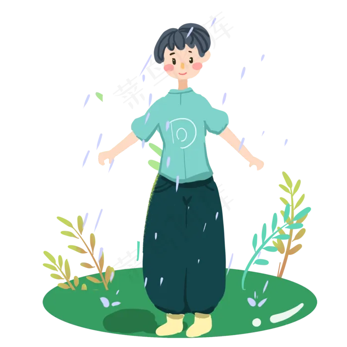 谷雨开心的小女孩