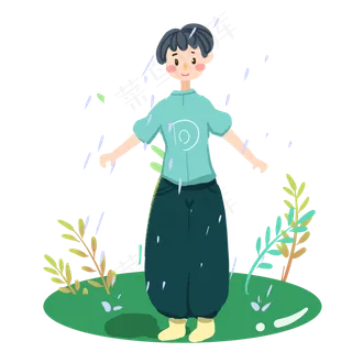 谷雨开心的小女孩
