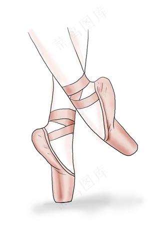 手绘粉色芭蕾舞舞鞋,免抠元素