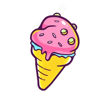 矢量夏日奶油雪糕甜筒,免抠元素