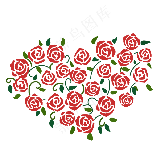七夕红色玫瑰花爱心造型(2000X2000(DPI:300))psd模版下载
