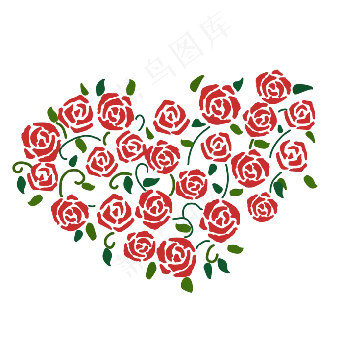 七夕红色玫瑰花爱心造型(2000X2000(DPI:300))psd模版下载