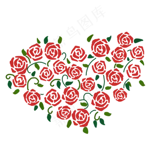 七夕红色玫瑰花爱心造型