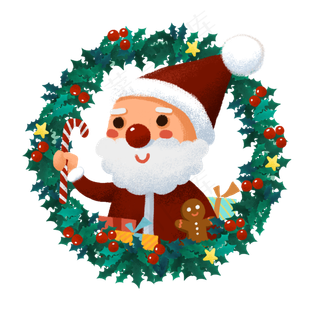 圣诞节送礼物的Q版圣诞老人PNG免�,免抠元素