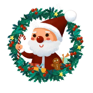 圣诞节送礼物的Q版圣诞老人PNG免�,免抠元素