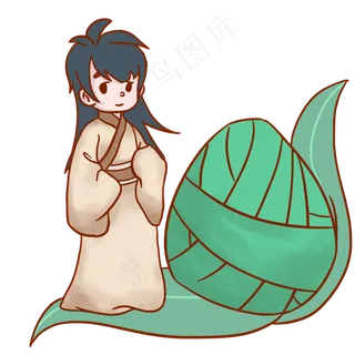 端午节中国风男孩吃粽子