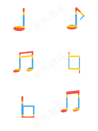 可爱矢量微粒体卡纸风格音符,免抠元素