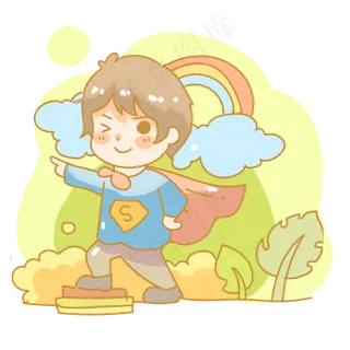 可爱超人幻想小男孩