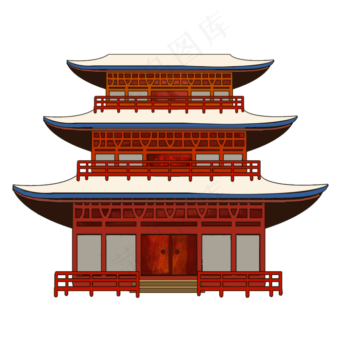 彩色房屋古风建筑(2000X2000(DPI:300))psd模版下载