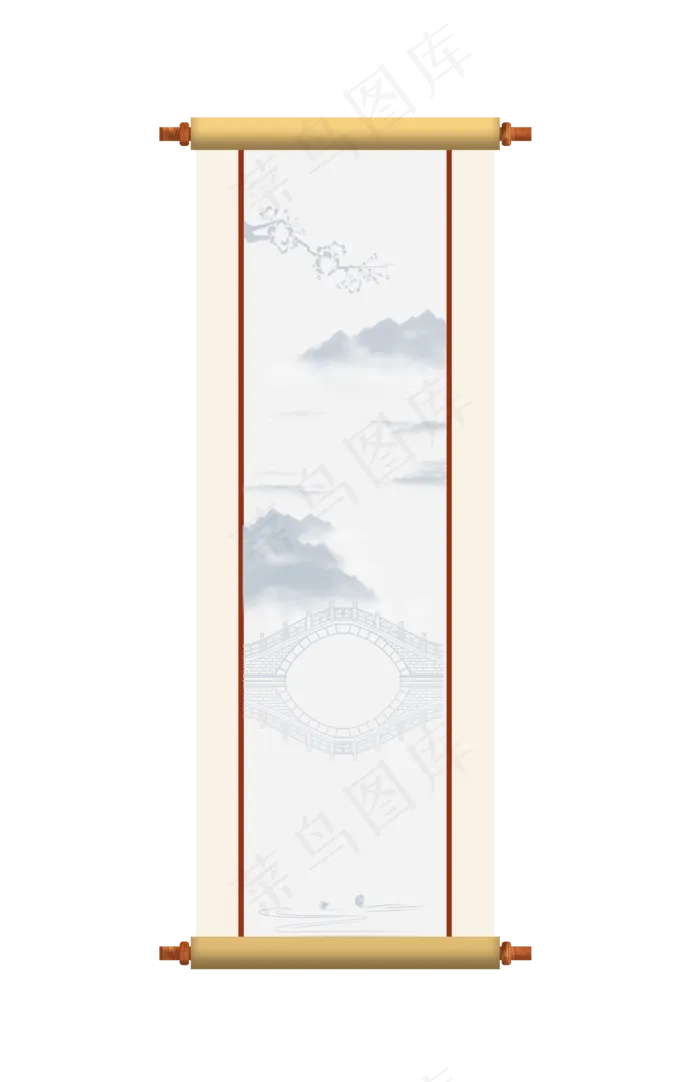 古风卷轴水墨(2384X3684(DPI:300))psd模版下载