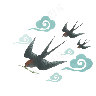 节气农历燕子PNG二十四清明节,免抠元素