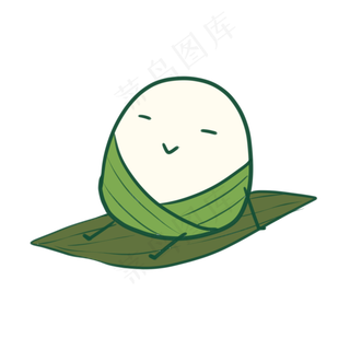 坐在粽叶上的小粽子