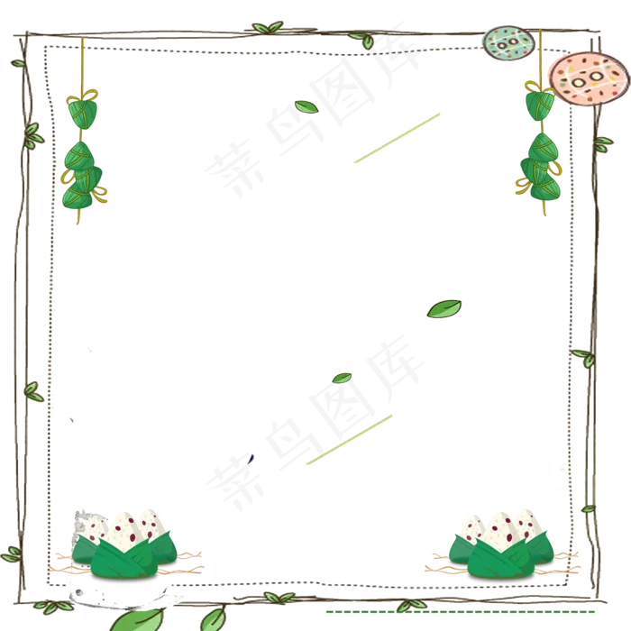 端午节边框简约粽子边框(2000X2000(DPI:300))psd模版下载