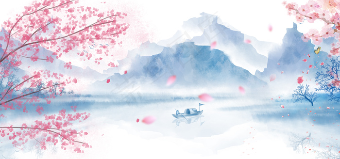 3D世外桃源梦幻仙境紫色简约banner